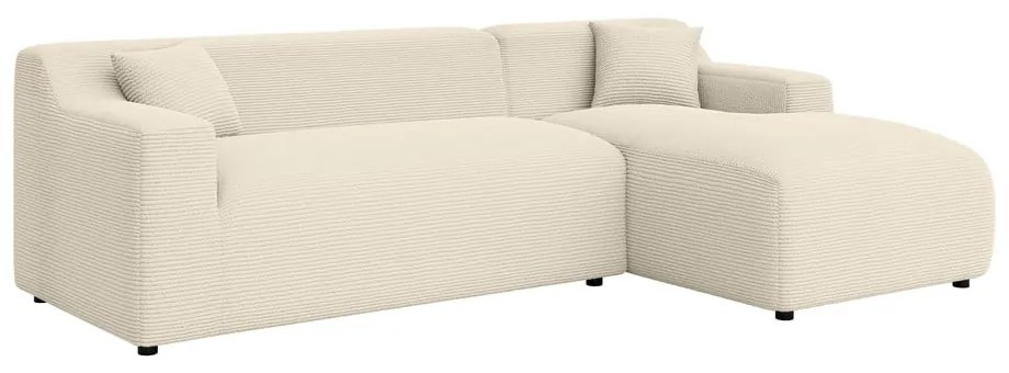 Béžovo-krémová menčestrová rohová pohovka (pravý roh/s leňoškou) Martin – Ropez