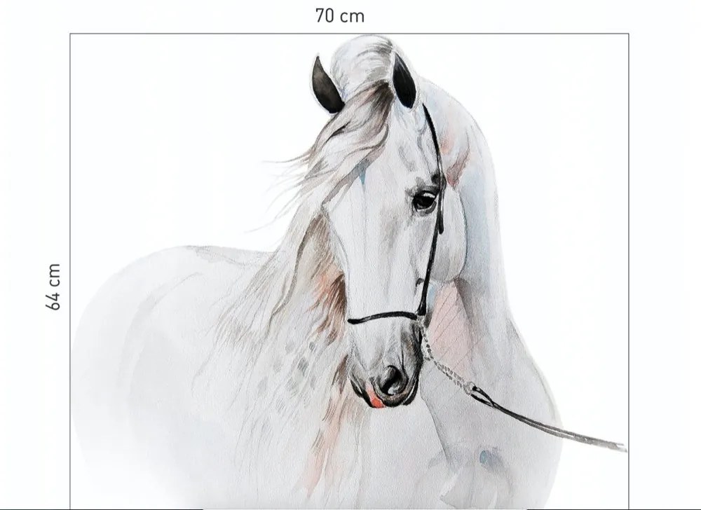 Krásna nálepka na stenus motívom bieleho koňa 115 x 127 cm