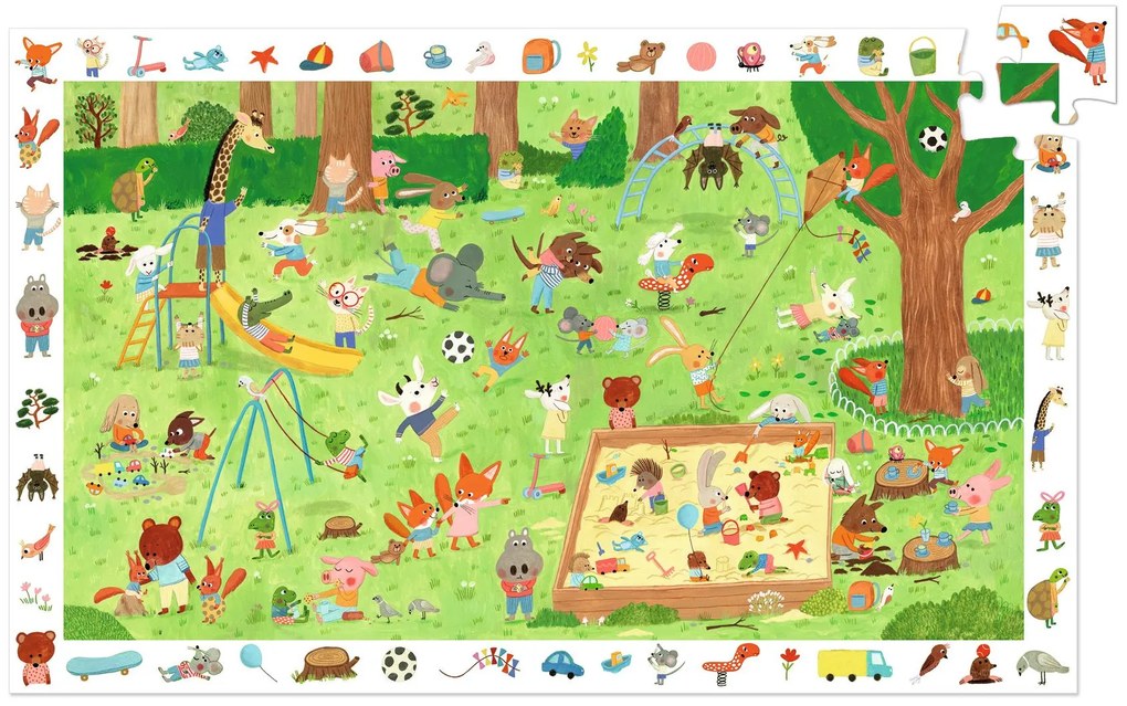 Vyhľadávacie puzzle s plagátom - Ihrisko pre zvieratká - 35 ks