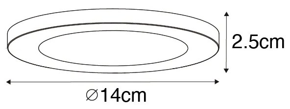 Sada 6 zapustených alebo povrchových bodových svetiel biela 14 cm vrátane LED 3-krokové stmievanie do tepla s prepínačom Dip - Trans