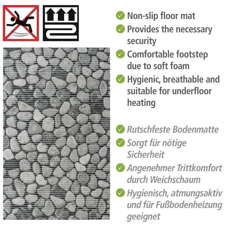 Sivá plastová kúpeľňová predložka 50x80 cm Sassi - Wenko