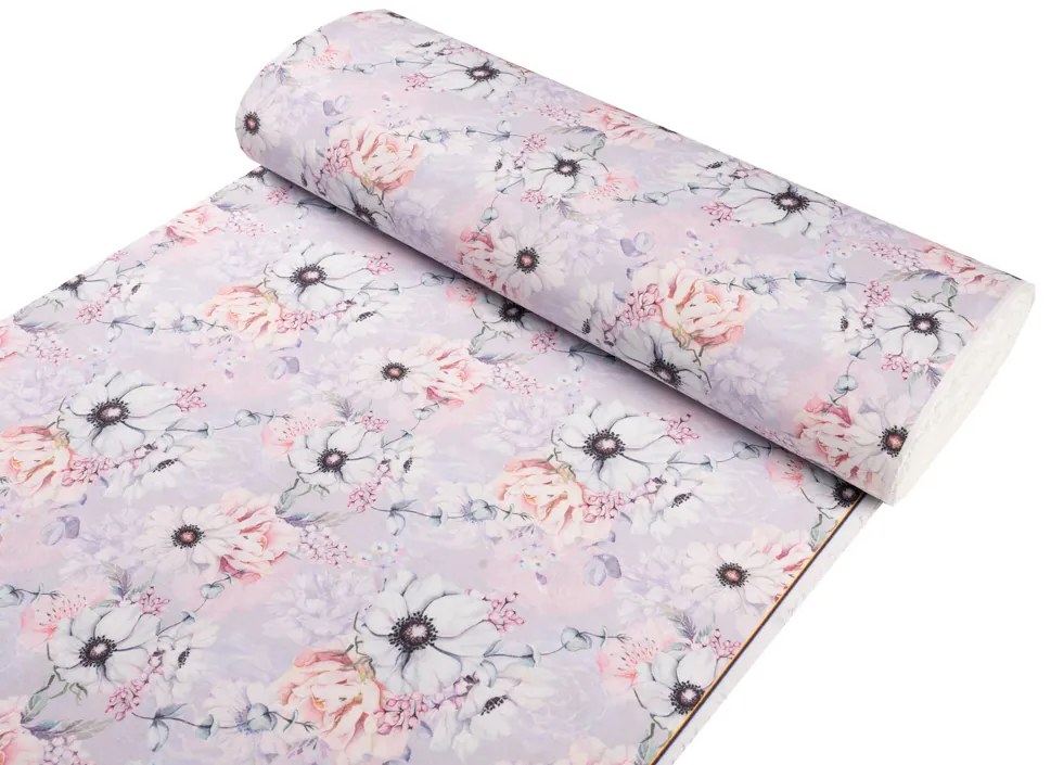Biante Dekoračný štvorcový obrus PML-068 Ružové kvety na sivofialovom 110x110 cm