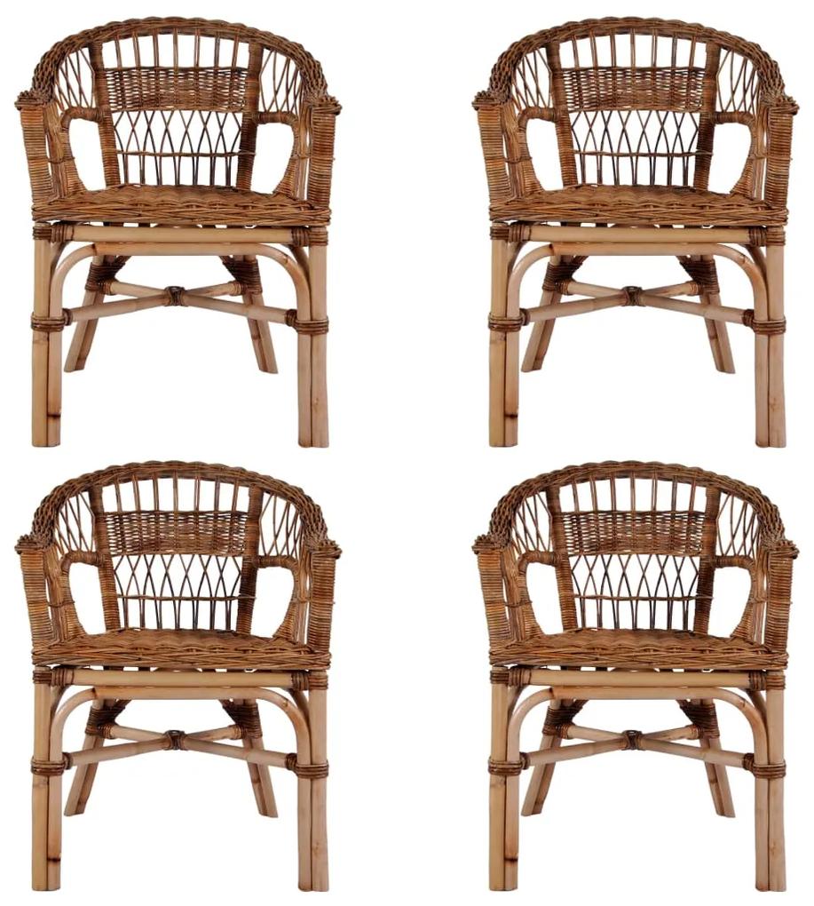 Vonkajšie stoličky 4 ks, prírodný ratan, hnedé 275843