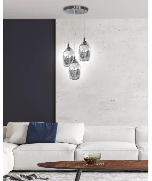 Luster na lanku MARINA 3xE27/60W/230V chróm
