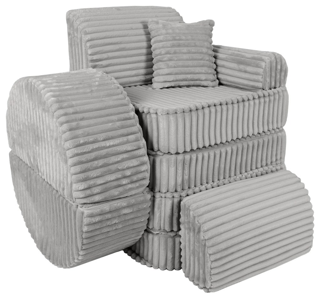 MeowBaby® Churros detská pohovka Max, Moon Dust Grey