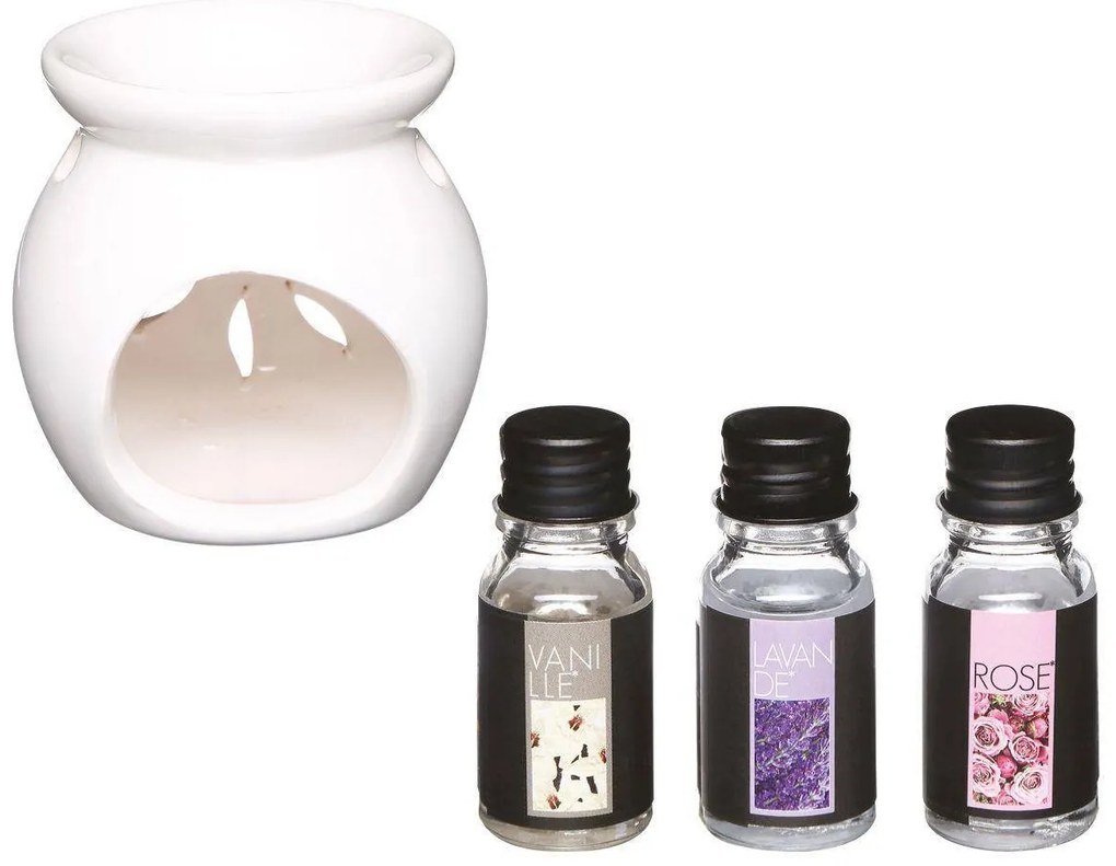 Aroma lampa biela + 3 kvetinové oleje Atmosphera
