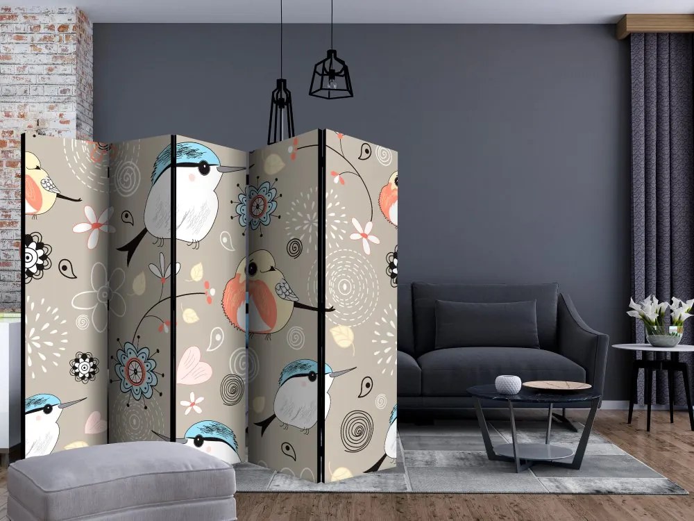 Artgeist Paraván - Natural pattern with birds [Room Dividers]