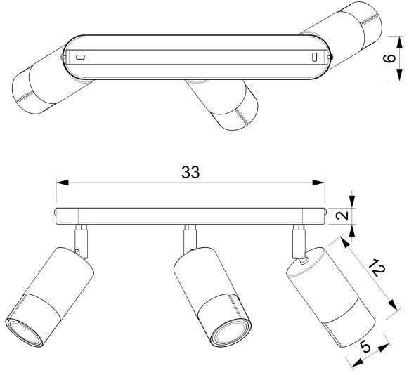 Bodové svietidlo LINK 3xGU10/8W/230V čierna/mosadz