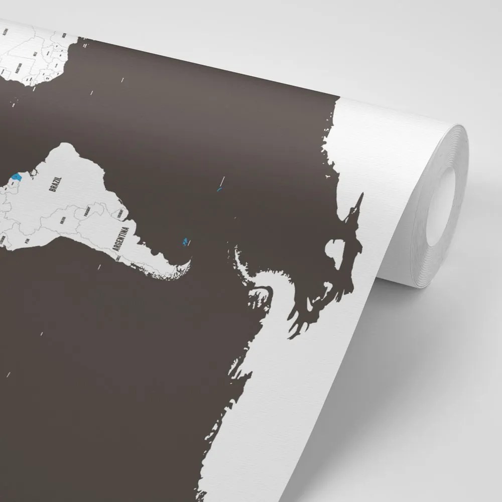 Samolepiaca tapeta zaujímavá mapa na čiernom pozadí s modrým detailom