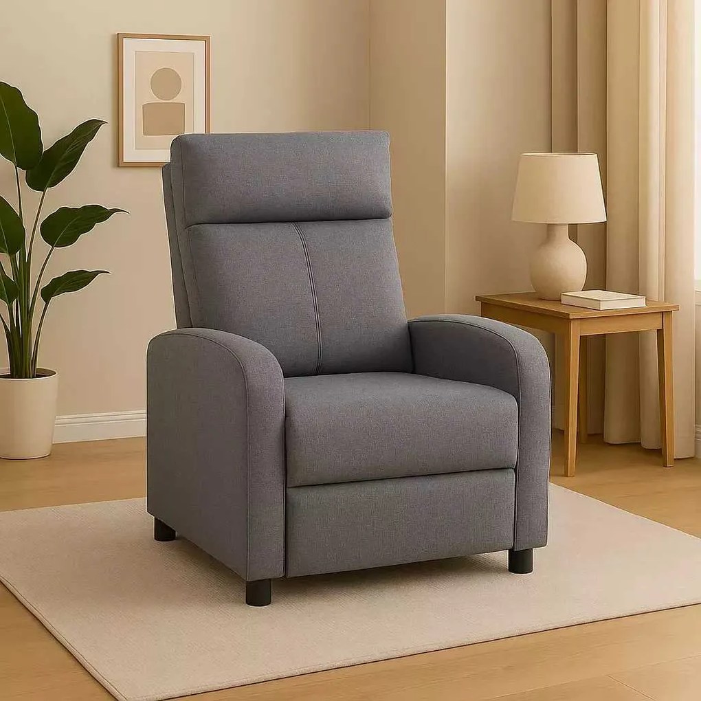 LuxuryForm DESIGN Televízne kreslo RUFO s polohovaním - šedé