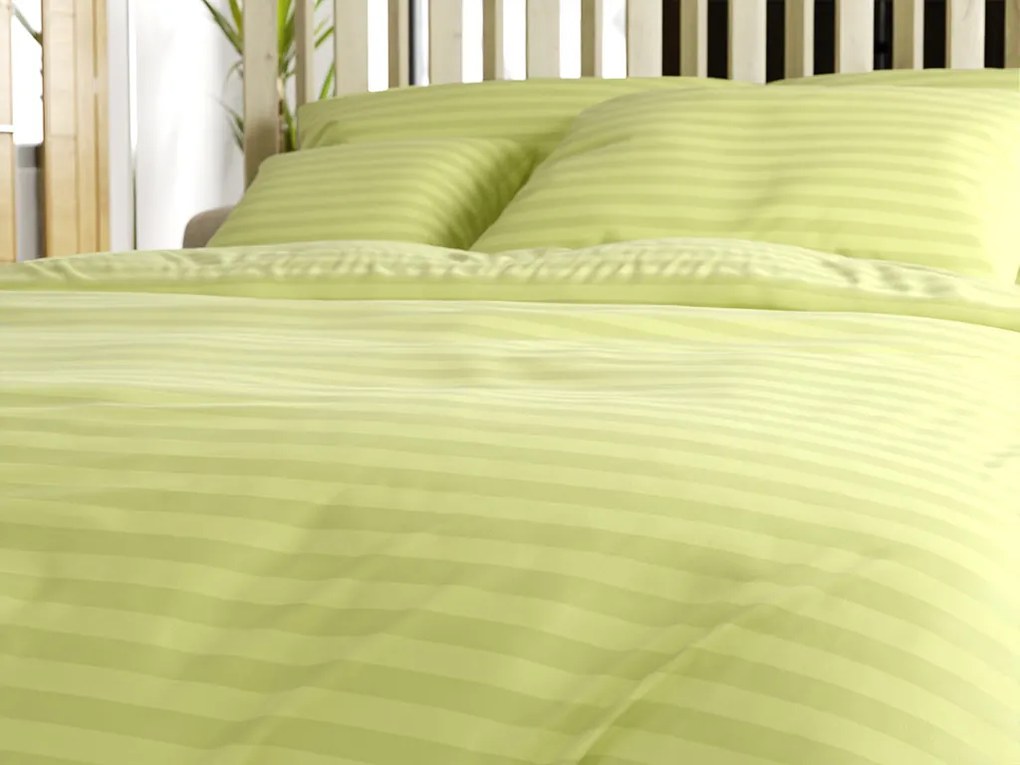 Hotelové obliečky z mikrovlákna JASMINE pistáciové - prúžok 2 cm Rozmer obliečky: 70 x 90 cm | 140 x 220 cm