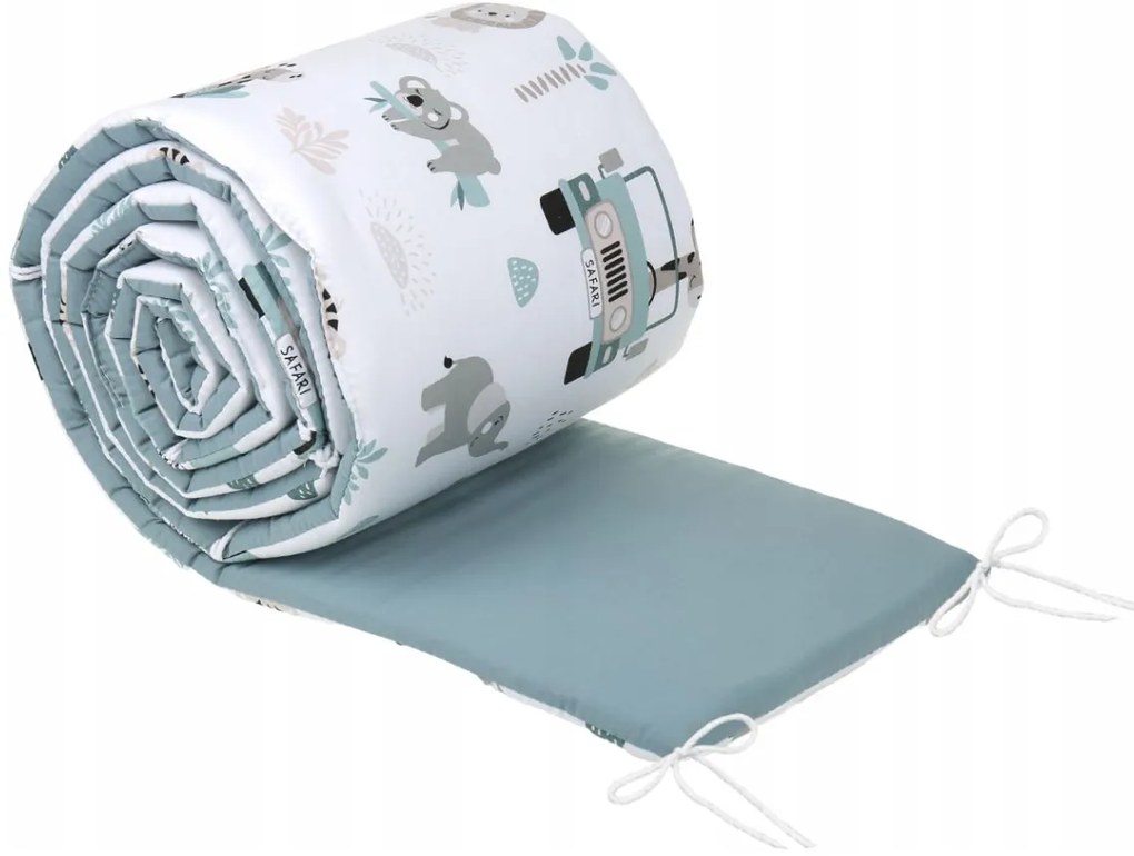 Ochranný mantinel do postieľky 180x30 cm BABYMAM PREMIUM - Na safari/zelená