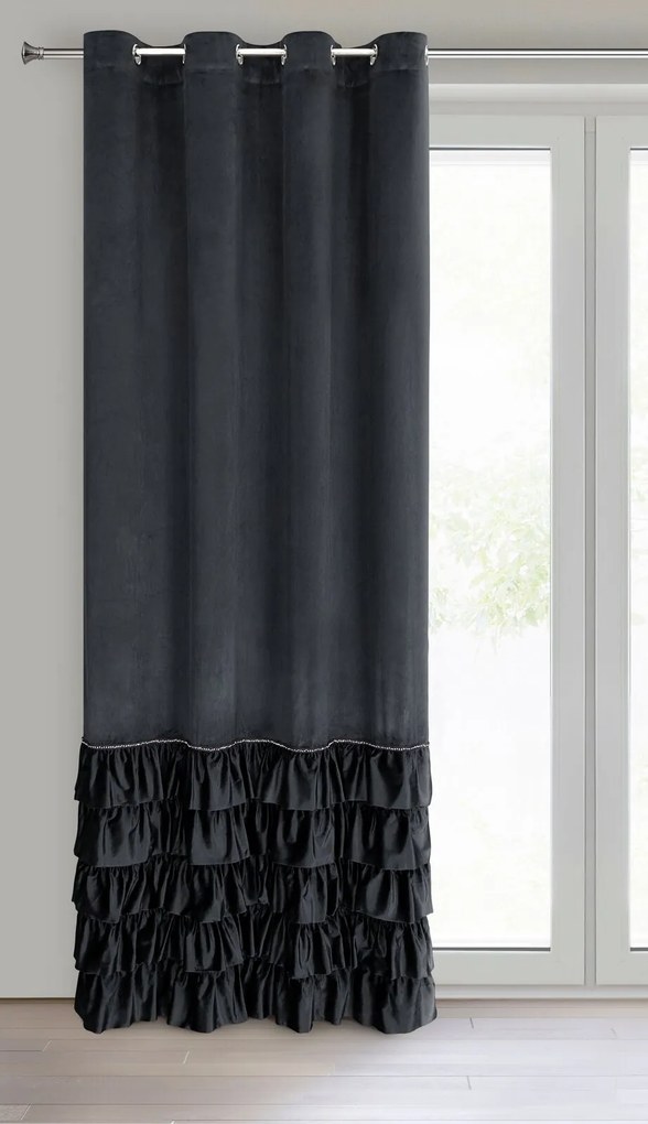 ZATEMŇOVACÍ ZÁVES NA KRÚŽKOCH CARLI 140X250 CM ČIERNA
