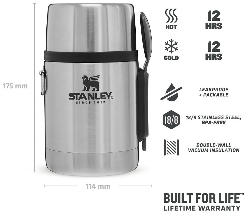 Termoska na jedlo z nehrdzavejúcej ocele v striebornej farbe 530 ml Adventure – Stanley