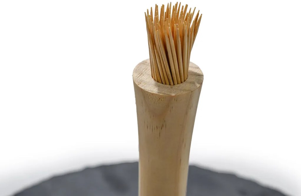 Okrúhly bridlicový podnos SLATE s bambusovými špáradlami