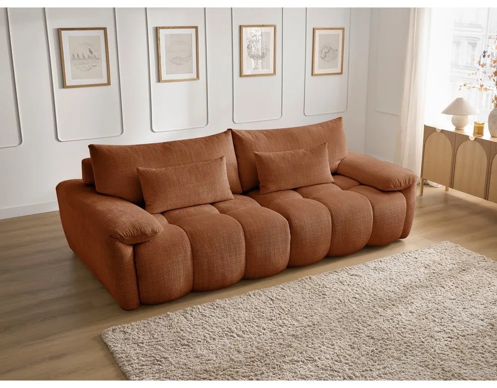 Ženilková pohovka v tehlovej farbe 264 cm Ivane – Bobochic Paris