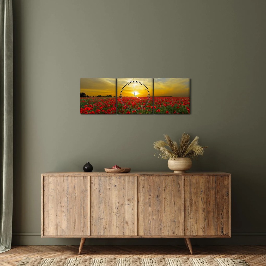 braz poľa vlčích makov (s hodinami) (90x30 cm)