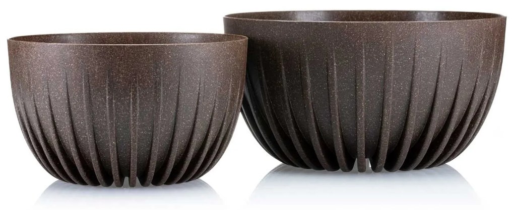 PLASTOVÝ KVETINÁČ STRIPPED ECO 14X24 CM TMAVOHNEDÁ