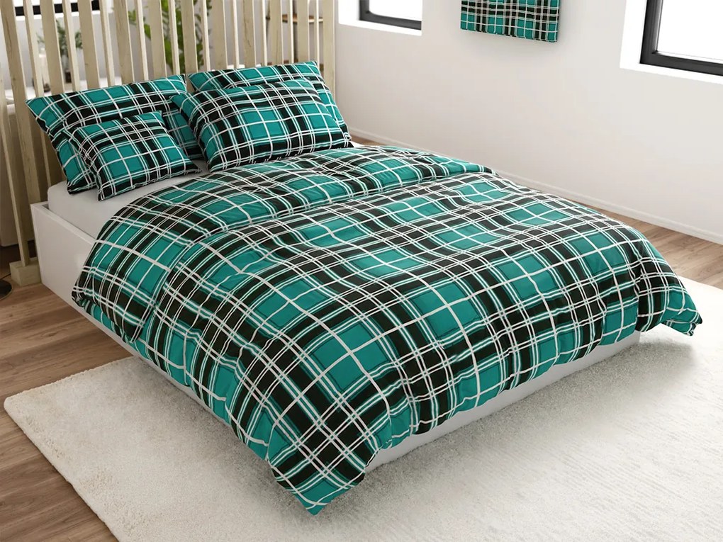 Flanelové obliečky KOSTKA zelené Rozmer obliečky: 70 x 90 cm | 140 x 200 cm