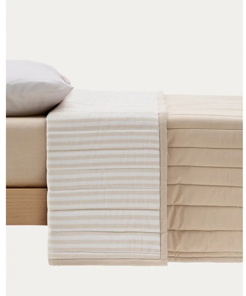 Béžový prešívaný pléd z Bio bavlny 180x240 cm Sini – Kave Home