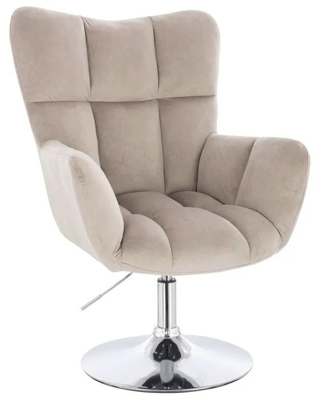 LuxuryForm DESIGN Otočné kreslo AURORA VELUR na striebornom tanieri - latte