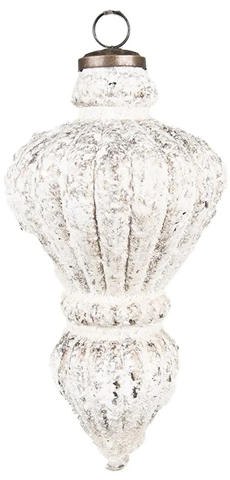 Biela antik sklenená ozdoba banka XL - Ø12*21 cm