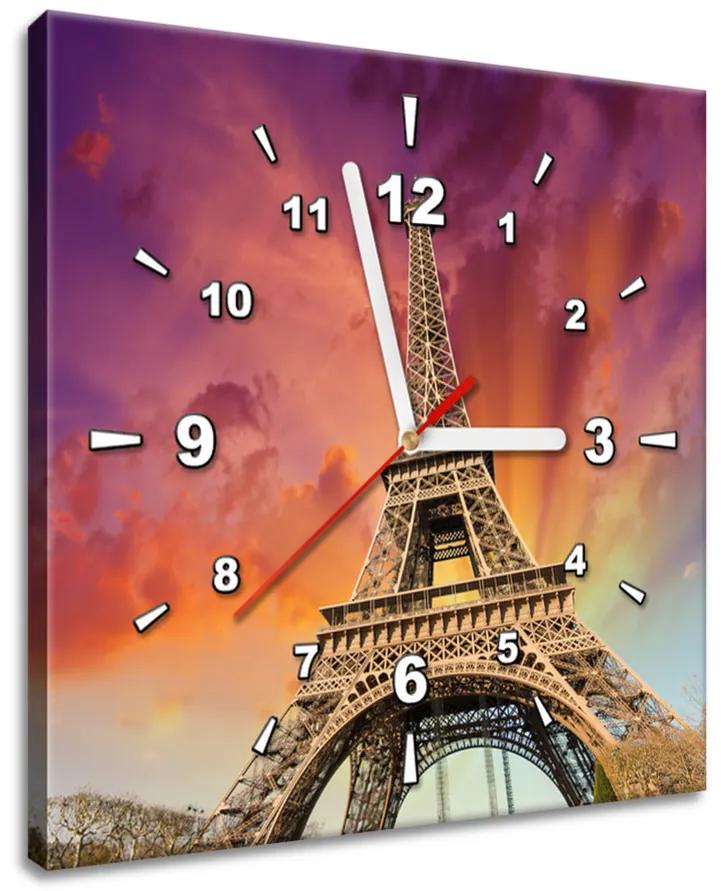 Gario Obraz s hodinami Eiffel Tower Paris Veľkosť: 30 x 30 cm
