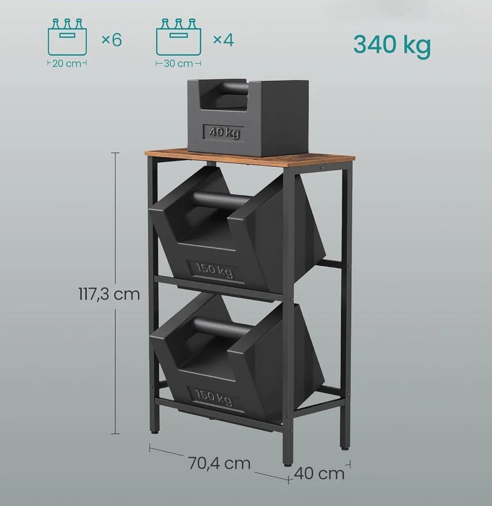 Kuchyňský regál na přepravky Jogin 70,4 cm černý/hnědý