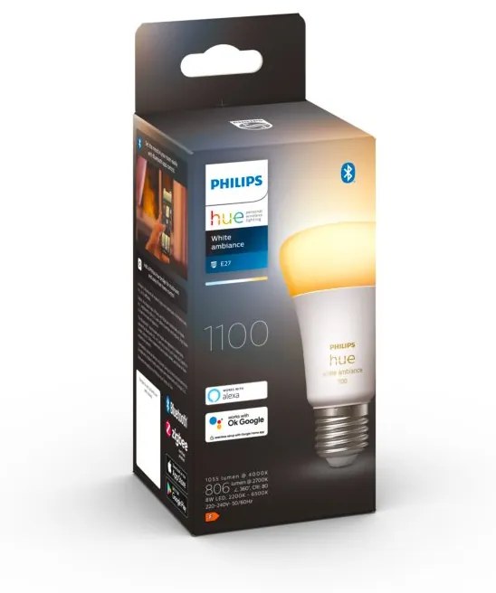 PHILIPS HUE Múdra LED stmievateľná žiarovka HUE, E27, A60, 8W, 1100lm, teplá biela-studená biela