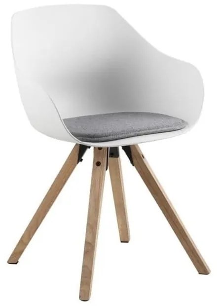 Biele/sivé čalúnené jedálenské stoličky v súprave s podrúčkami 2 ks Tina – Actona