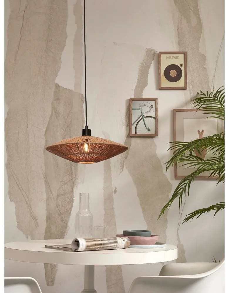 Závesné svietidlo s tienidlom z juty v prírodnej farbe ø 40 cm Iguazu – Good&amp;Mojo