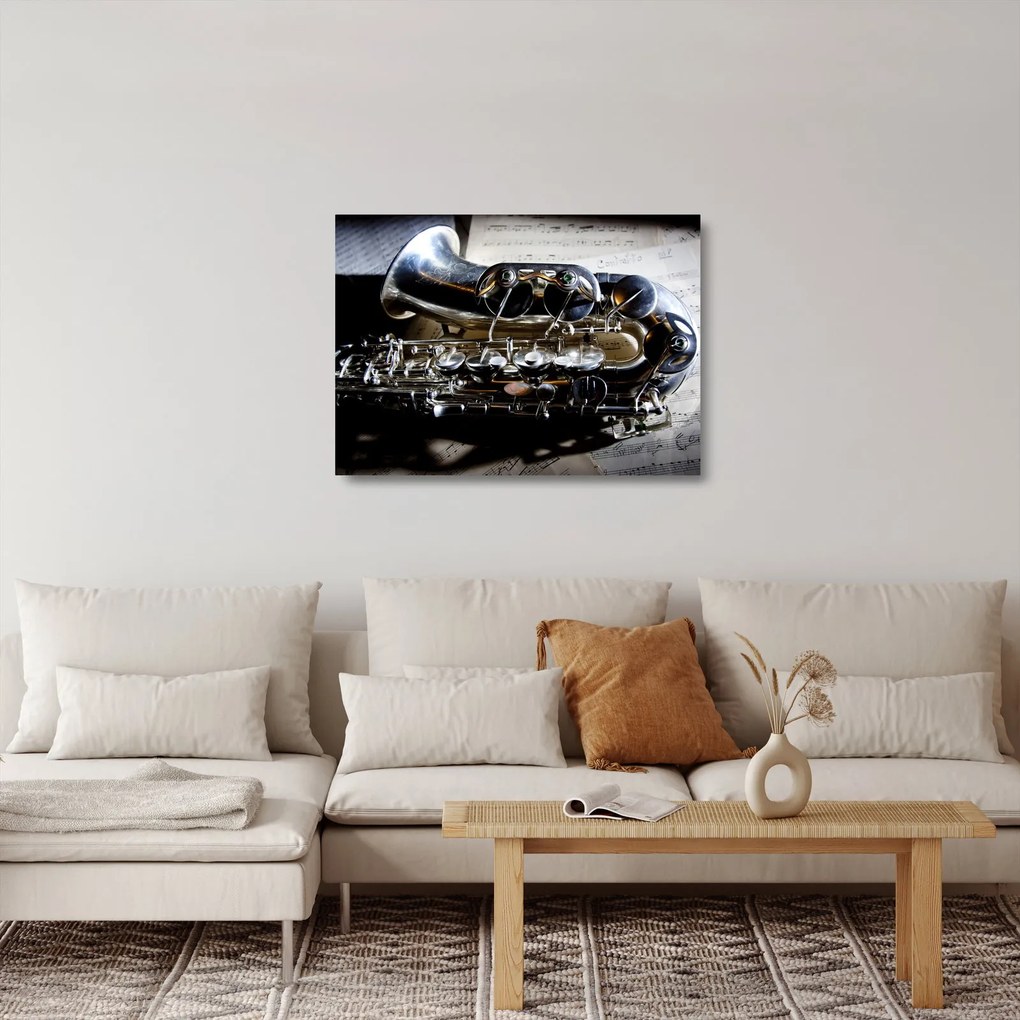 Sklenený obraz - Saxofón (70x50 cm)