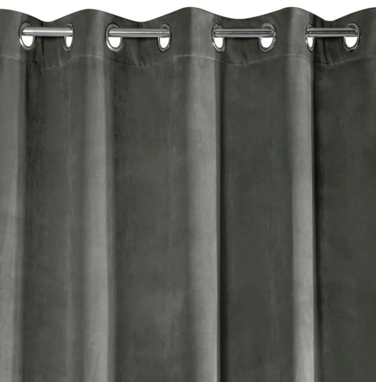 Moderný tmavo sivý záves zamatový 140 x 250 cm Dĺžka: 250 cm
