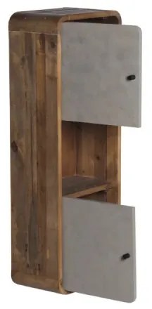 furniture-nabytek.cz - Masívna kúpeľňová skrinka Dingle z recyklovanej borovice a MDF, lakovaná, prírodná / šedá – 40×25×110 cm