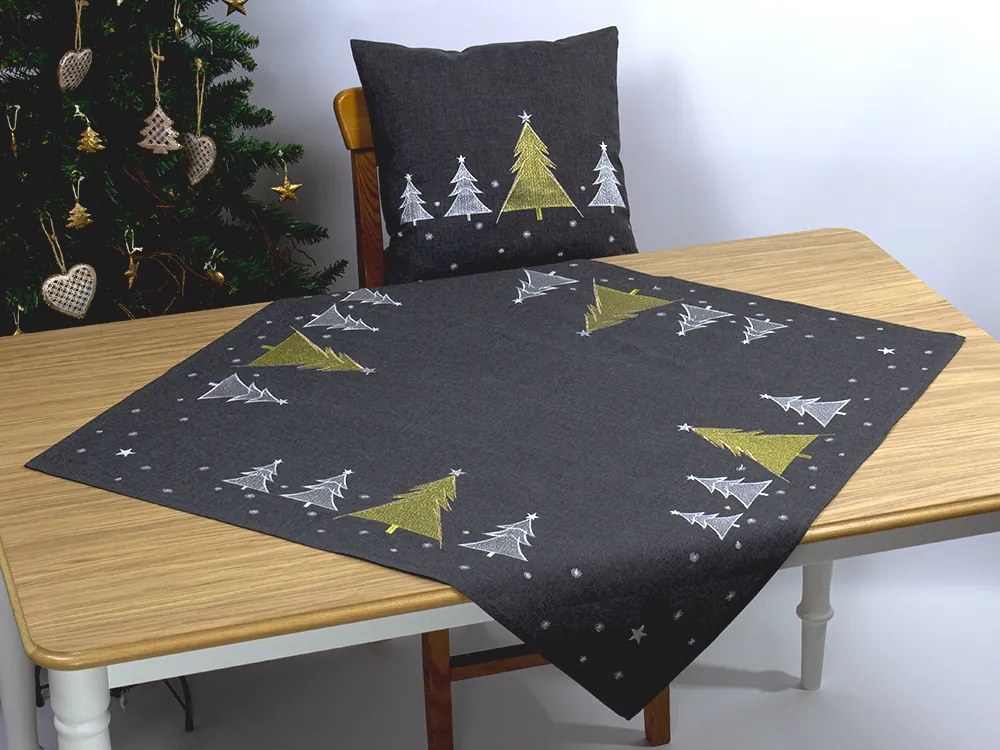 Vianočný vyšívaný obrus Biele Vianoce TiaHome - 85x85cm
