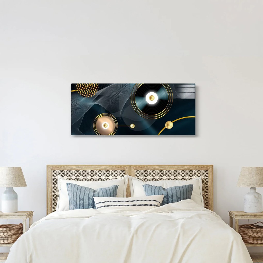 Obraz - Zlaté kruhy (120x50 cm)