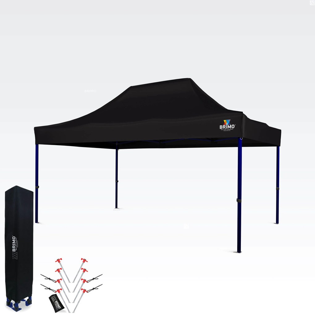 BRIMO Výstavný stan 3x4,5 m (45 mm oceľ) | Rýchla montáž, dlhá životnosť - bez 3 stien - Čierna 30
