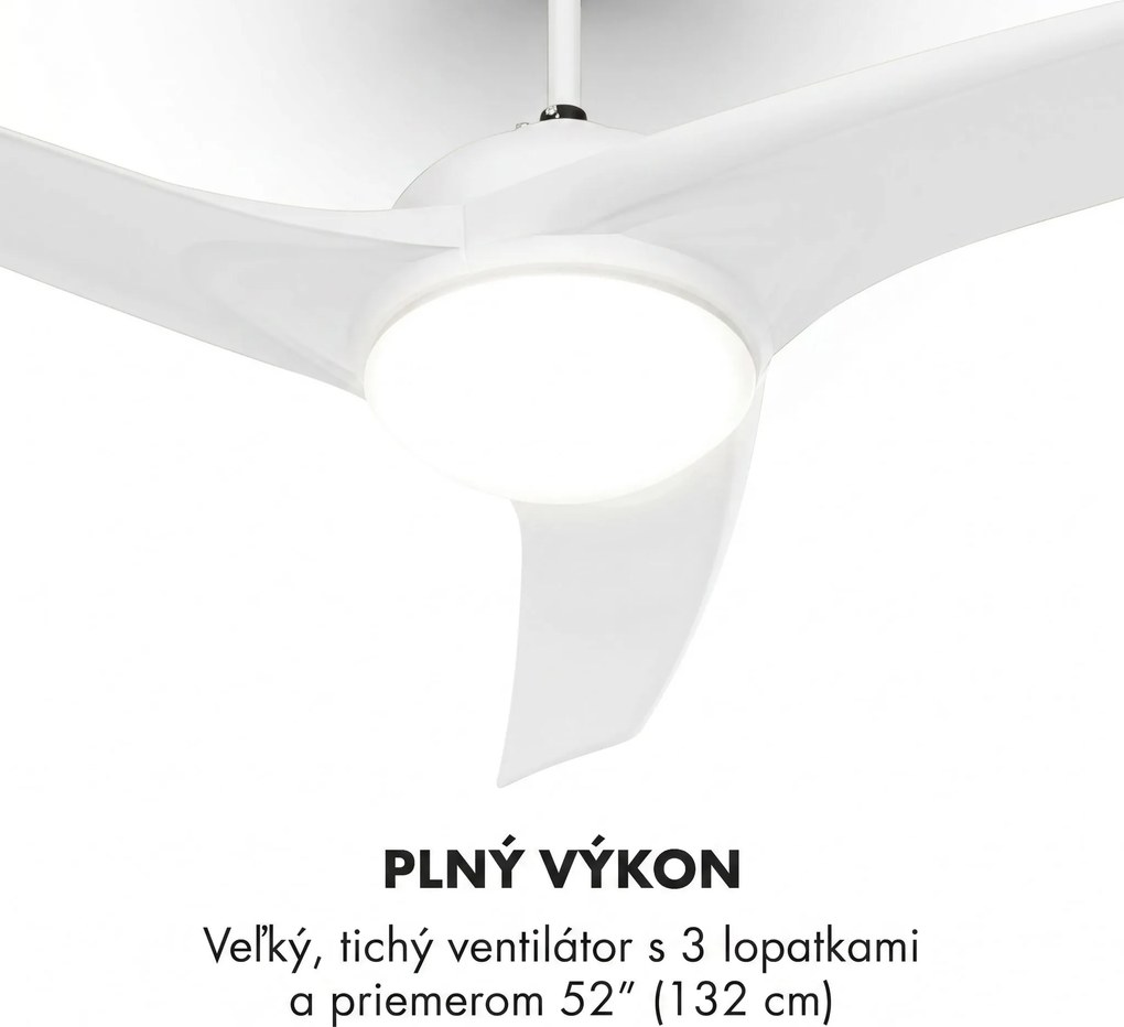 Klarstein Figo, stropný ventilátor, 52", 55 W, stropná lampa, 2 x 42 W, diaľkový ovládač, biely