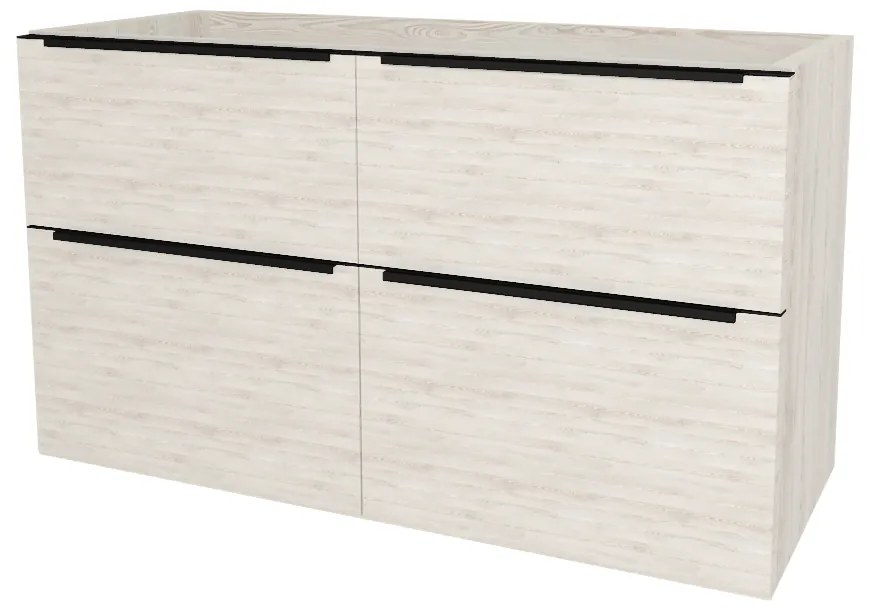 Mereo, Mereo Mailo, kúpeľňová skrinka 121 cm, čierne madlo, Multidecor, White Loft Pine, MER-CN593SBWLP1