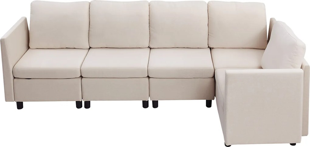 Vevor 5-miestna pohovka Jednoduchá montáž Modulárna pohovka so skrytým úložným priestorom Béžová