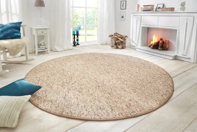 Koberec Hanse Home Wolly béžový / hnedý kruh