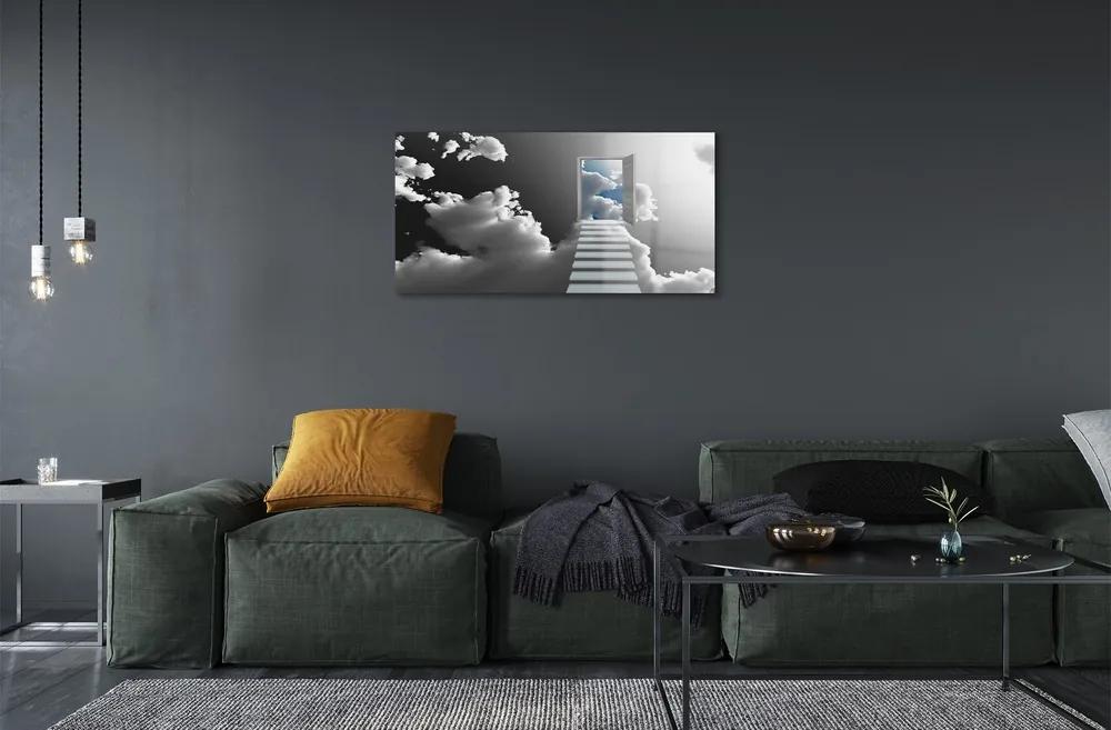 Sklenený obraz Schody mraky dvere 120x60 cm