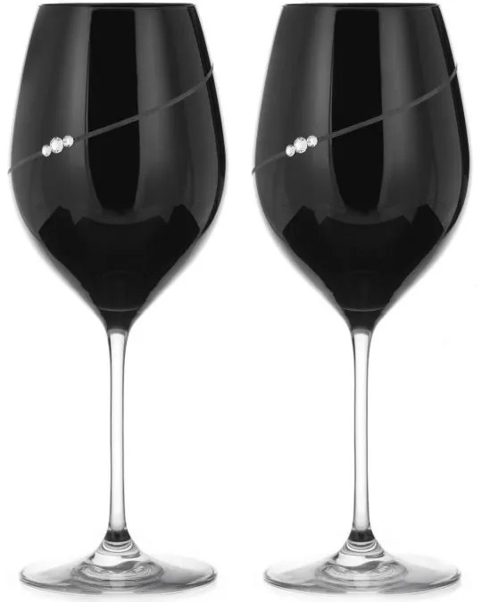 Diamante pohár na červené víno Silhouette City Black s kryštálmi Swarovski 470 ml 2KS