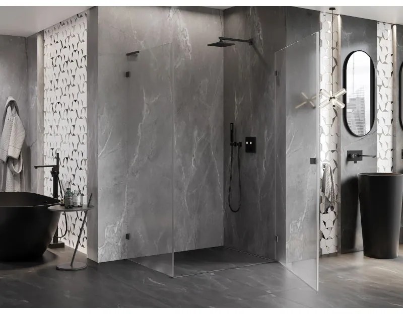 Mexen Lunar-B L, 1-krídlový sprchový kút, pravý, 100 x 90 cm, 8mm číre sklo, grafitový profil, 832L-100-090-95-00-P