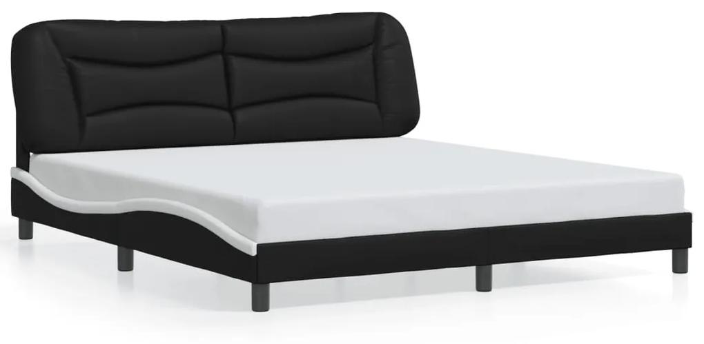 Rám postele s LED svetlom čierno-biely 180x200 cm umelá koža 3213953