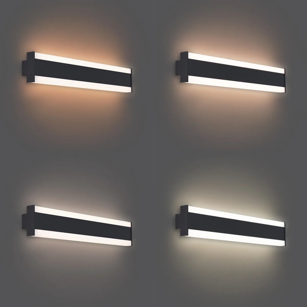 Moderná nástenná lampa čierna CCT 60cm vrátane LED IP54 - Vanya