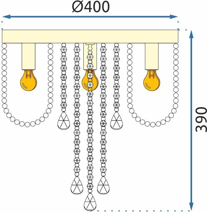 Toolight Toolight, krištáľové stropné svietidlo 3xE14, APP1625-3C, zlatá, OSW-04128