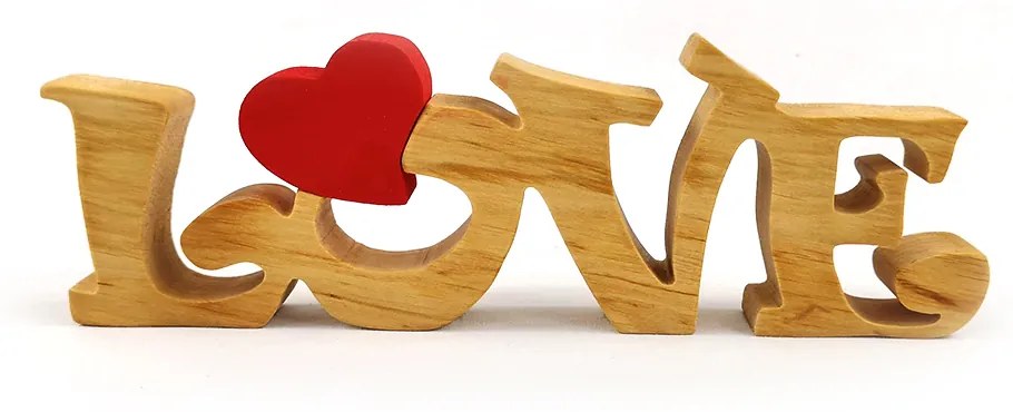 AMADEA Drevená dekorácia nápis LOVE, masívne drevo, 25x8 cm