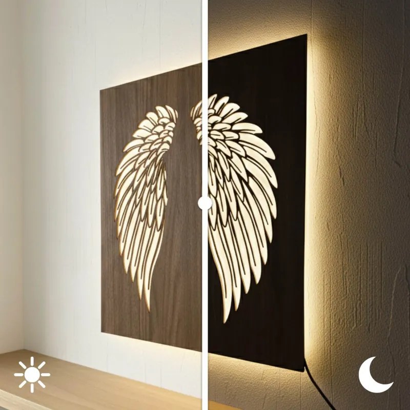 LED drevený obraz – Anjelske krídla | Podsvietená nástenná dekorácia od | SENTOP LED0501