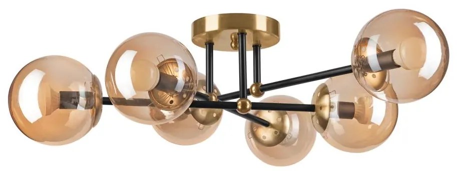 Prisadený luster MALENA 6xE14/5W/230V zlatá/čierna/dymová béžová